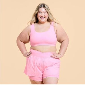 Set Blogilates Women's Criss Cross Sports Bra and Run Shorts - Light Pink XL NWT
